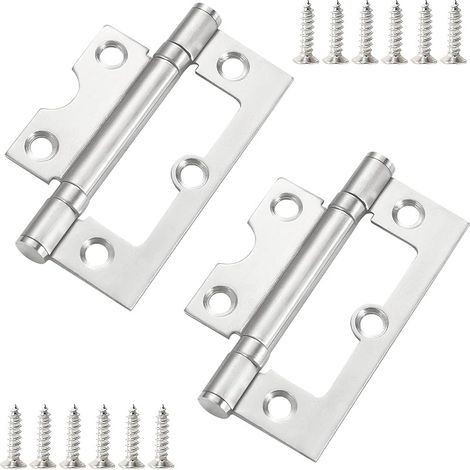 2 Pièces Charnières Muettes, 3" (75mm) Charnières de Porte en Acier Inoxydable avec Vis, pour Portes de Placard, Meubles, Armoire, Argent (1/5)