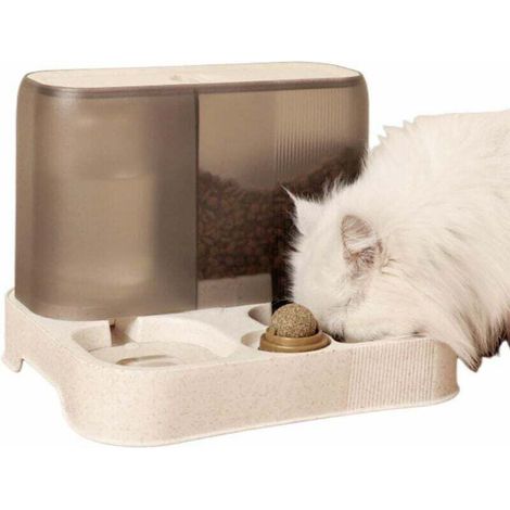 Automatischer 2-in-1-Spender, Trinkbrunnen, Wassernapf, Katzennapf, Futterstation, abnehmbarer Futternapf für Kätzchen, Hunde und Katzen. (1/4)