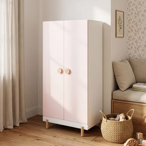 Kinderkleiderschrank Vaarentaa 126x60x41 cm Weiß/Cotton Candy [en.casa] (1/5)