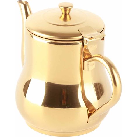 Edelstahl-Teekanne mit Filter, rostfrei, langlebig, Ölsieb, für Hotels, Restaurants und Haushalte, 500 ml, Gold (1/5)