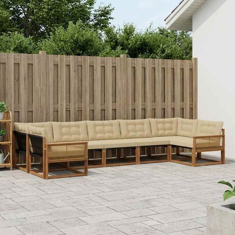 vidaXL Outdoor-Sofagarnitur mit Kissen 7 pcs Natur und Beige (1/5)