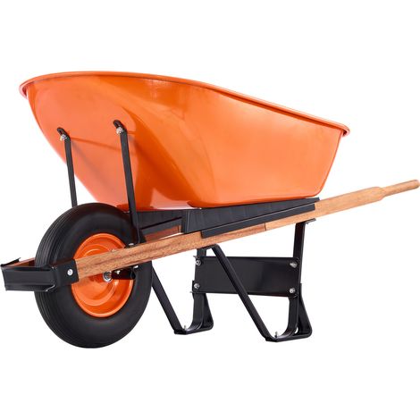 Mophorn Schubkarre Wagen, 6 Cu. Ft. Last & 330 lbs Kapazität, ein Rad Garten Dump Cart mit Metallgriff & 16“ breite Spur Räder, einfaches Laden Utility Yard Cart & Wagen für Lawn Farm