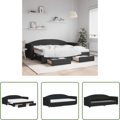 vidaXL Sofa mit Bettfunktion - Tagesbett Ausziehbar mit Schubladen Schwarz 80x200 cm Stoff (1/5)