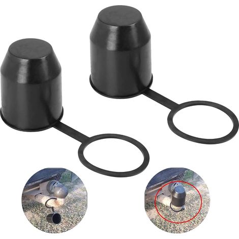 Lot de 2 capuchons d'attelage de remorque Capuchons de protection pour attelage de remorque pour voiture, camping-car, remorque (noir) (1/5)