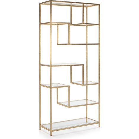 Bibliothèque verre transparent et métal doré (1/4)