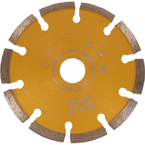 Disque Diamant à Déjointer 125 mm - Segments 10 mm, Alésage 22,23 mm - Epaisseur de 4 à 10 mm - D. 125 X AL. 22,23 X HT. 7 X ÉP. 10 MM (1/2)