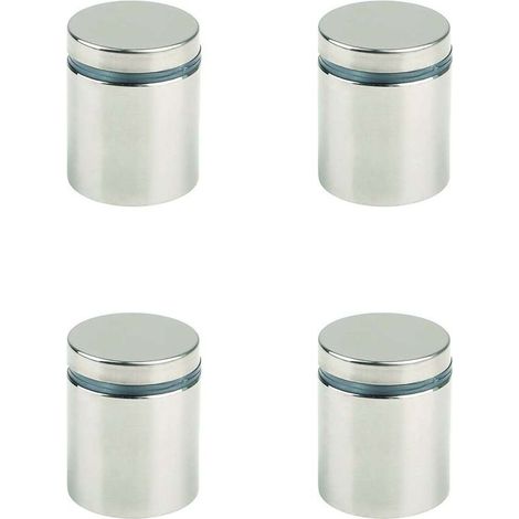 Supporto in vetro effetto acciaio inox 4x – Guarnizione in plastica – Ø25mm – Portata 35kg – Per mensole e specchi (1/4)