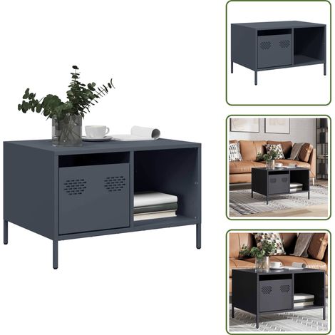 Table basse anthracite 68,5x50x43,5 cm acier laminé à froid - Table Basse - Tables Basses - Table D'appoint - Bout De Canapé (1/5)