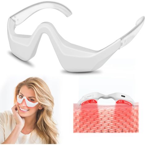 Red light therapy device for under the eye, 4-mode red light therapy glasses, 650nm red eye mask for treating eye bags, dark circles, and wrinkles.