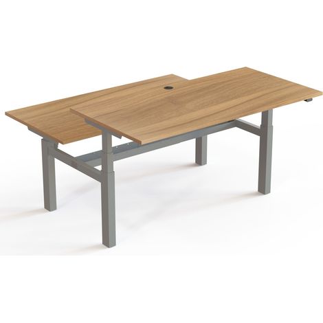 STIER Team-Schreibtisch 501-88 elektrisch höhenverstellbar 160 x 80 cm Nussbaum melaminbeschichtet 65-125 cm (1/3)