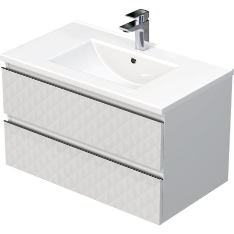 Cube Way 80x47,5x46 cm set meuble de salle de bain mural + lavabo 81x46 cm en céramique, blanc (CUBE3D802ZBMOD)