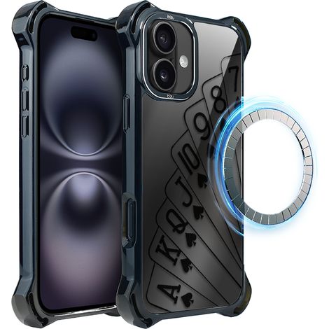 Custodia per iPhone 16 ibizu DropGuard Ultra con MagSafe, Midnight, carte da gioco (1/5)