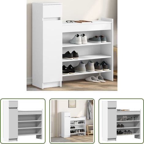 Schuhschrank Weiß -  Schuhschrank Weiß 100,5x28x100 cm Holzwerkstoff (1/5)