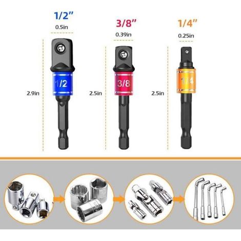 Angle Flexible extension Bits Flexibles à Tige pour Tournevis Connexion Universelle Adaptateur de Visseuse d'angle 105° 3 pcs (1/5)
