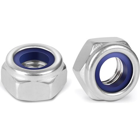 Ecrou Nylstop M8, 10 Pièces Écrou Inox A2 V2A, Ecrou Frein Hexagonal de Blocage en Nylon, Écrou Autobloquent, Filetage Métrique Standard Écrous, pour Vis et Boulon (ISO 105110 / DIN 985) (1/5)