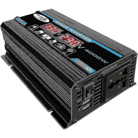 1 Convertisseur 12V 220V, onde sinusoïdale modifiée 4000W, ventilateur refroidissement, ports USB, camping-car (1/5)