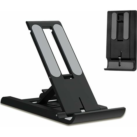 Support Téléphone - Pliable - Pour Smartphone Et Tablette - Réglable En Hauteur Et Angle - Base Antidérapante En Métal - Coussinet En Silicone - 2 Pièces (1/5)