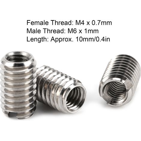 10 pièces Insert de Réparation Filetée Femelle M4x0.7 Mâle M6x1.0 Réducteur en Acier Inoxydable 303 pour Équipements Mécaniques (1/5)