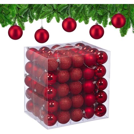 Set di palline per albero di Natale, 100 pezzi, opache/lucide/glitterate (1/5)