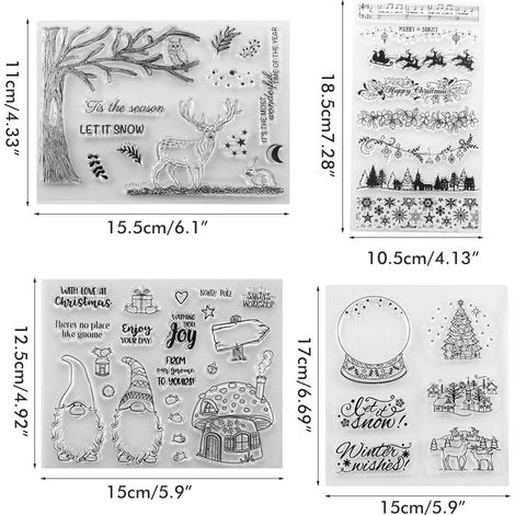 Tampons transparents de Noël - Tampons en silicone transparents pour la création de cartes, le scrapbooking et autres loisirs créatifs - Tampons mignons pour la fabrication d'albums de Noël (1/5)