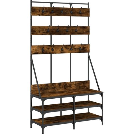 Maison Exclusive - Perchero con zapatero roble ahumado 100x40x184 (1/5)