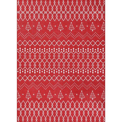 Tapis de Noël 80x150cm lavable antidérapant, motif flocons style marocain (1/5)