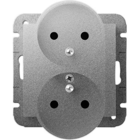 Carla Double socket 2P+Z mod silver b/R 1743-16