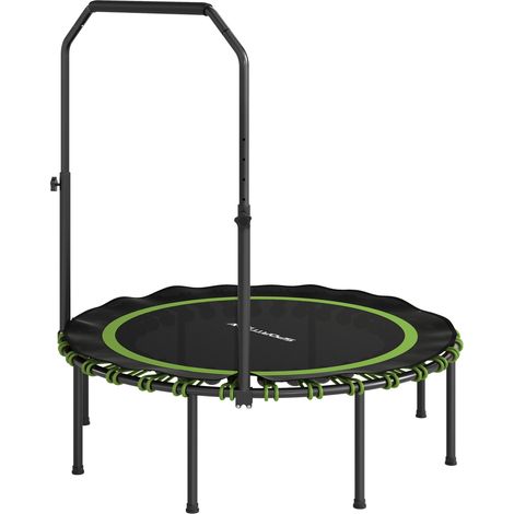 Trampoline de fitness avec rampe réglable, acier, plastique, vert, 130 cm