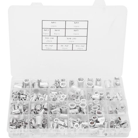 Rivets à sertir en aluminium, 300 pièces/boîte, filetage 6‑32, 8‑32, 10‑24, 10‑32, 1/4‑20, M3, M4, M5, M6, M8 (1/5)