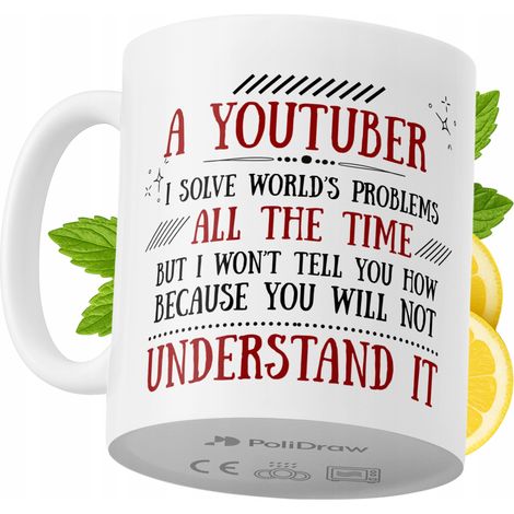 Tazza divertente e umoristica per YouTuber, ideale per caffè e tè, con grafica e testo divertenti. Perfetta per compleanni, onomastici e festività. Tazza premium per occasioni speciali, per casa, uffi (1/5)
