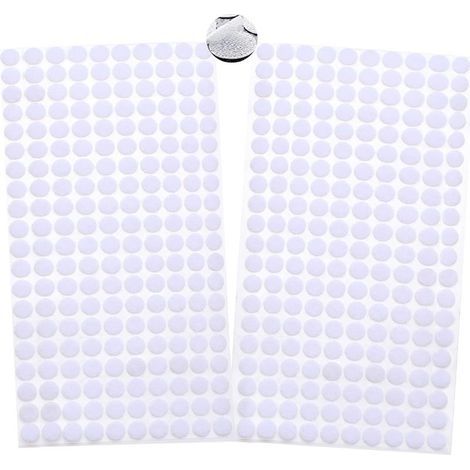Autocollant Rond,Scratch Adhésif,Scratch Autocollant,Autocollant Double Face,Pastilles Autocollantes,200 Paires 400 Capsules 25mm Cercles avec Crochets et Boucles Auto-adhésifs (Blanc) (1/5)