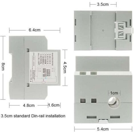 NALOOKAMIC Compteur d'énergie monophasé Compteur d'électrique numérique AC 40-300V 100A Compteur Electrique 1 phasé Wattmètre Rail DIN Mètre Watt KWh Voltmètre Ampèremètre--TRIMEC (1/4)