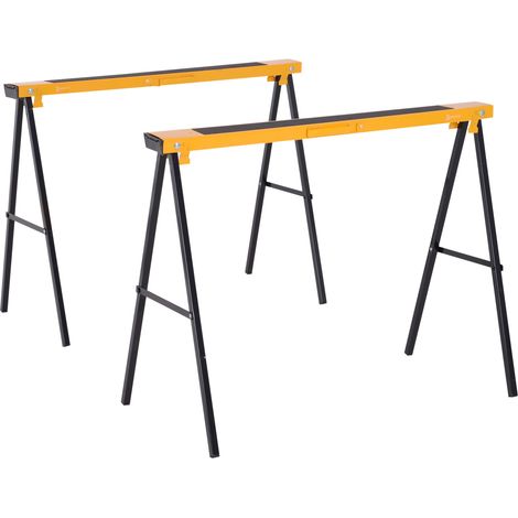 Chevalet de sciage métallique 2 pièces pliable 250kg avec poignée et patins antidérapants