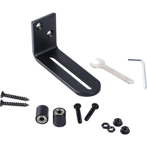 Set per porte scorrevoli, guide a pavimento per porte scorrevoli da fienile, staffa a parete regolabile per guida a pavimento per porte scorrevoli in acciaio al carbonio (1/4)