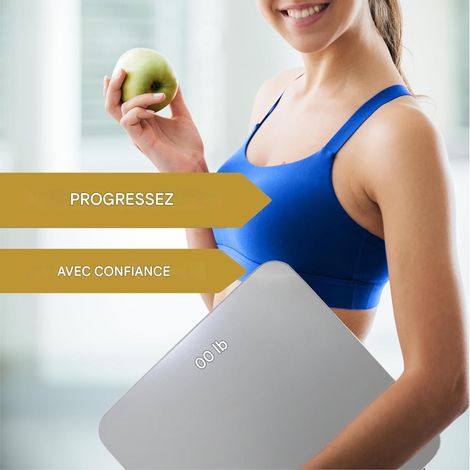 Pèse-personne numérique haute précision, capacité 180 kg, plateau en verre trempé, écran LCD clair, balance de salle de bains pratique pour un suivi quotidien (1/5)