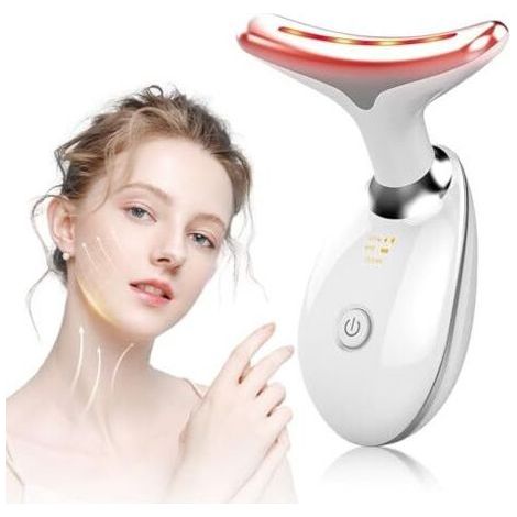 Appareil Anti Rides Visage, 3 Modes EMS Appareil de Gua Sha Visage, Appareil de Massage Visage 7 Couleurs, Chauffable 45°C Guasha Pour Visage Instrument, Double Menton Raffermissant et Liftant, blanc (1/5)