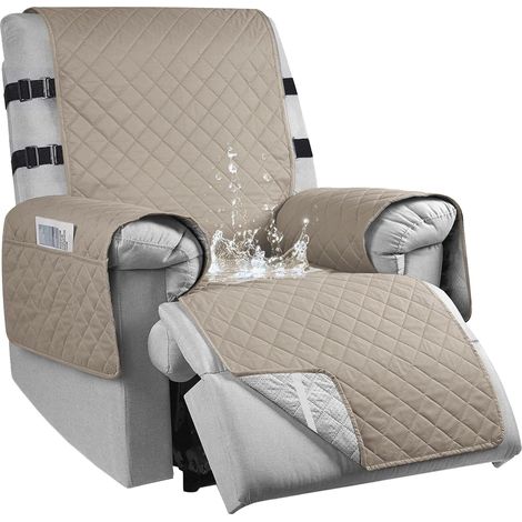 Sesselschoner für Fernsehsessel, 100% Wasserdicht 1 Sitzer Sesselschoner mit 3 Taschen, rutschfest Sesselauflage Relaxsessel mit 2 Verstellbaren Riemen, Waschmaschinenfest (1/5)