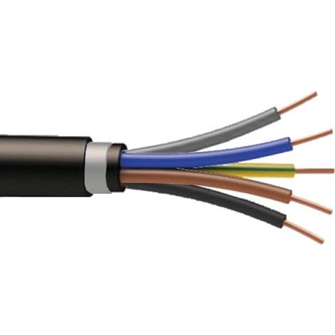 Bis-Electric – Câble électrique RVFV armé 5G1.5mm² – Conducteurs en cuivre nu massif – Isolation polyéthylène réticulé – Longueur minimum 10m