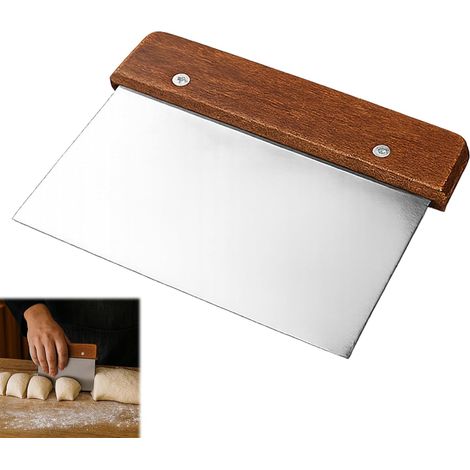 Stainless Steel Dough Cutter with Wooden Handles, 15cm Yellow - Multifunctional Sharp Blade for Bread, Pizza, Pastries, Pancakes, Vegetables - Easy to Clean (1/5)