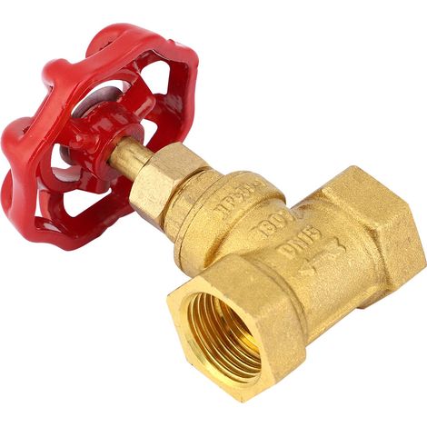 Vanne d'arrêt à globe en laiton DN15 G1/2 po, filetage femelle, deux joints, pour eau et gaz. (1/5)
