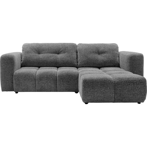 ROMY - Canapé d'angle convertible tissu chenille 3 places Gris foncé (1/5)