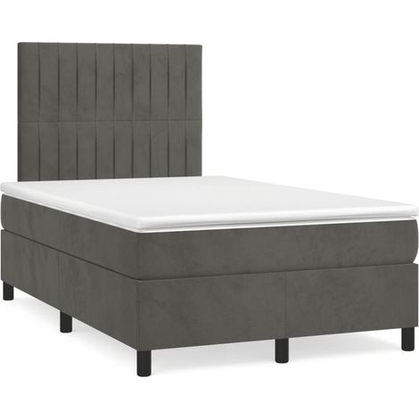 Sommier à lattes de lit avec matelas LED gris foncé 120x190 (1/5)
