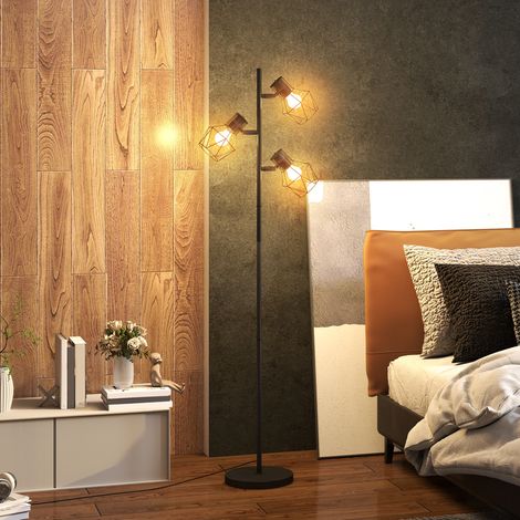 Lampadaire salon pied 3 lumières E27 non incluses 41x28x169 cm noir (1/5)