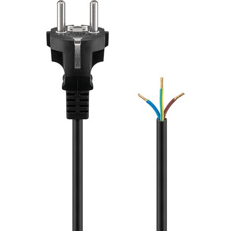 Cable de alimentacion CEE7 recto macho a bornes 3x0.75mm 1.5 M Negro (1/4)