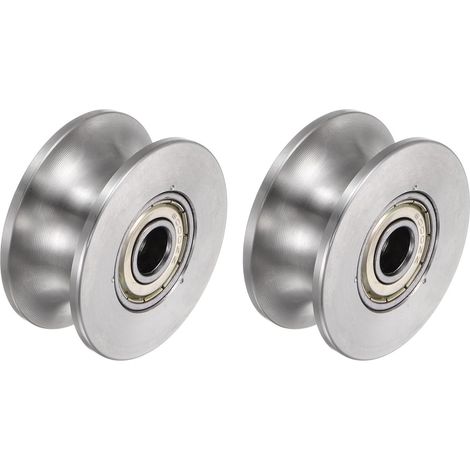 2Pièces Roue à Gorge en U, 1,89" Rouleaux à Double Roulement en Acier Inoxydable 304 pour Rail Inversé, Machines Industrielles, Portail Coulissant (1/5)