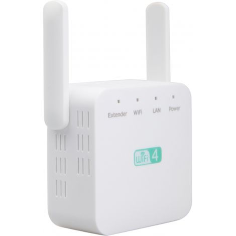 Répéteur WiFi 300 Mbps 2,4 Go, 1 port réseau RJ45, amplificateur de signal Internet sans fil, Blanc