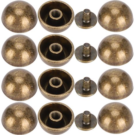 30 jeux de rivets à vis en forme de champignon, rivets bombés couleur bronze, pour garniture en cuir, 12 mm. (1/5)
