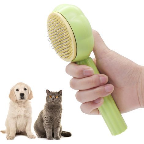 Pettine per animali domestici, spazzola per cani e gatti, spazzola autopulente a pelo morbido per cani e gatti, adatta a cani e gatti a pelo corto e lungo (1/5)