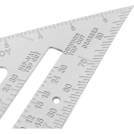 7-Zoll-Zimmermannswinkel aus Aluminiumlegierung, multifunktionales metrisches/imperiales Dreieck für die Holzbearbeitung, silberfarben, präzises Messwerkzeug. (1/5)