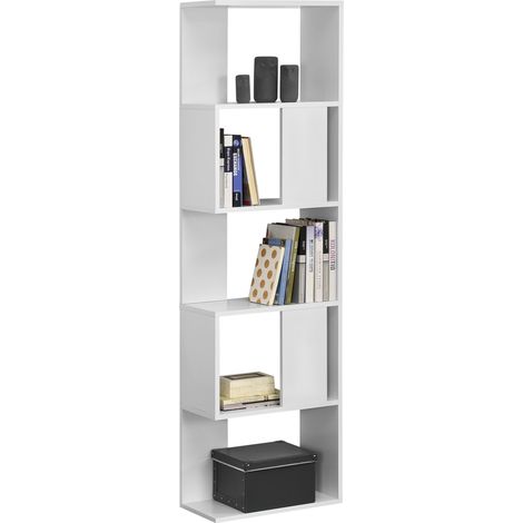 Bücherregal Aneby 159x45x24cm mit 5 Ablageflächen Weiß [en.casa]